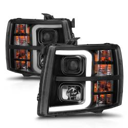 ANZO USA - Projector Headlights W/ Light Bar Style Sequential Black Housing Clear Lens Pair Chevrolet Silverado 1500/3500 2007-2013, 2500/2500 HD/3500 HD 2007-2014 ANZO USA - Image 4