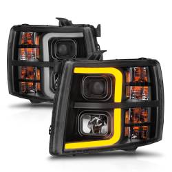 ANZO USA - Projector Headlights W/ Light Bar Style Sequential Black Housing Clear Lens Pair Chevrolet Silverado 1500/3500 2007-2013, 2500/2500 HD/3500 HD 2007-2014 ANZO USA - Image 5