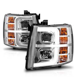 ANZO USA - Projector Headlights W/ Light Bar Style Sequential Chrome Housing Clear Lens Pair Chevrolet Silverado 1500/3500 2007-2013, 2500/2500 HD/3500 HD 2007-2014 ANZO USA - Image 4
