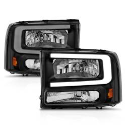 ANZO USA - Crystal Headlight Set W/ Light Bar Style Black Housing Clear Lens Pair Ford Excursion 2000-2004, Ford F-250/F-350/F-350/F-450 Super Duty 1999-2004 ANZO USA - Image 2