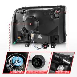 ANZO USA - Crystal Headlight Set W/ Light Bar Style Black Housing Clear Lens Pair Ford Excursion 2000-2004, Ford F-250/F-350/F-350/F-450 Super Duty 1999-2004 ANZO USA - Image 5