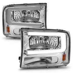 ANZO USA - Crystal Headlight Set W/ Light Bar Style Chrome Housing Clear Lens Pair Ford Excursion 2000-2004, Ford F-250/F-350/F-350/F-450 Super Duty 1999-2004 ANZO USA - Image 2