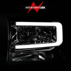 ANZO USA - Crystal Headlight Set W/ Light Bar Style Chrome Housing Clear Lens Pair Ford Excursion 2000-2004, Ford F-250/F-350/F-350/F-450 Super Duty 1999-2004 ANZO USA - Image 6
