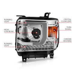 ANZO USA - Projector Headlights W/ Light Bar Style Chrome Housing Clear Lens Pair GMC Sierra 1500 2014-2015, 2500 HD/3500 HD 2015-2019 ANZO USA - Image 4