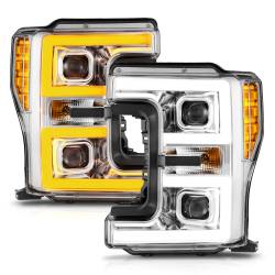 ANZO USA - LED Projector Headlights W/ Light Bar Style Switchback Chrome Housing Clear Lens Pair Ford F-250 Super Duty/F-350 Super Duty 2017-2019 ANZO USA - Image 2