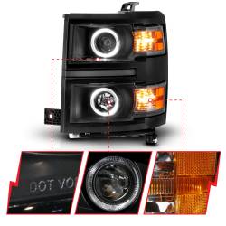 ANZO USA - Projector Headlights W/ Halo Black Trim Black Housing Clear Lens Pair Chevrolet Silverado 1500/2500/2500 HD/3500 HD 2014-2015, 3500 2015 ANZO USA - Image 3