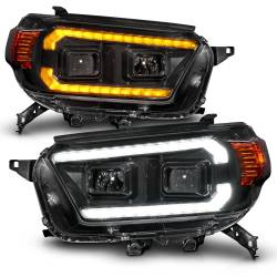 ANZO USA - Projector Headlight Square Set W/LED DRL Sequential Turn Signal Clear Lens Black Housing Pair ANZO USA - Image 2