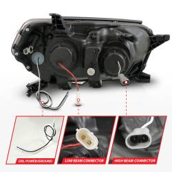 ANZO USA - Projector Headlight Square Set W/LED DRL Sequential Turn Signal Clear Lens Black Housing Pair ANZO USA - Image 5