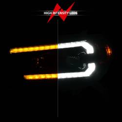 ANZO USA - Projector Headlight Square Set W/LED DRL Sequential Turn Signal Clear Lens Black Housing Pair ANZO USA - Image 6