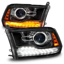 ANZO USA - Projector Headlights Plank Style Switchback+sequential Matte Black Housing Clear Lens PairRam 1500/2500/3500 2011-2018 ANZO USA - Image 2