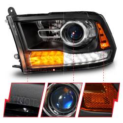 ANZO USA - Projector Headlights Plank Style Switchback+sequential Matte Black Housing Clear Lens PairRam 1500/2500/3500 2011-2018 ANZO USA - Image 3