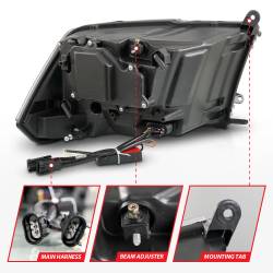 ANZO USA - Projector Headlights Plank Style Switchback+sequential Matte Black Housing Clear Lens PairRam 1500/2500/3500 2011-2018 ANZO USA - Image 5