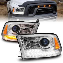 Projector Headlights Plank Style Switchback+sequential Chrome Housing Clear Lens PairRam 1500/2500/3500 2011-2018 ANZO USA