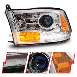 ANZO USA - Projector Headlights Plank Style Switchback+sequential Chrome Housing Clear Lens PairRam 1500/2500/3500 2011-2018 ANZO USA - Image 3