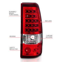 ANZO USA - Tail Light Set LED Red/Clear Lens Pair Does Not Fit 3500 Series Or Stepside Models Chevrolet Silverado 1500/1500 HD/2500 HD/3500 2003-2007, 2500 2003-2006 ANZO USA - Image 7