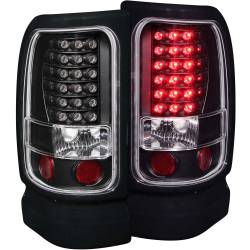 Tail Light Set LED Clear Lens Black Housing Pair Dodge Ram 1500 1994-2001, 2500/3500 1994-2002 ANZO USA