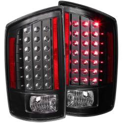 Tail Light Set LED Clear Lens Black Housing Pair Dodge Ram 1500 2007-2008, 2500/3500 2007-2009 ANZO USA