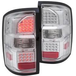 Tail Light Set LED Clear Lens Chrome Housing Pair GMC Sierra 1500 2014-2015, 2500 HD 2014-2016 ANZO USA