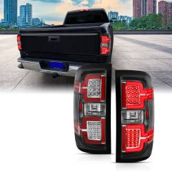 Tail Light Led Taillights Black W/ Sequential Chevrolet Silverado 1500/2500 2014-2018, 2500 HD/3500 HD 2014-2019, 3500 2015-2018, GMC Sierra 3500 HD 2015-2019 ANZO USA