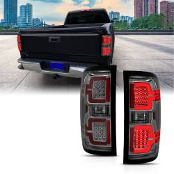Tail Light Led Taillights Smoke W/ Sequential Chevrolet Silverado 1500/2500 2014-2018, 2500 HD/3500 HD 2014-2019, 3500 2015-2018, GMC Sierra 3500 HD 2015-2019 ANZO USA