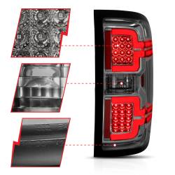 ANZO USA - Tail Light Led Taillights Smoke W/ Sequential Chevrolet Silverado 1500/2500 2014-2018, 2500 HD/3500 HD 2014-2019, 3500 2015-2018, GMC Sierra 3500 HD 2015-2019 ANZO USA - Image 3