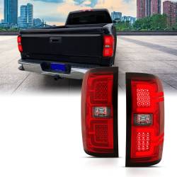 Tail Light Led Taillights Red/Clear W/ Sequential Chevrolet Silverado 1500/2500 2014-2018, 2500 HD/3500 HD 2014-2019, 3500 2015-2018, GMC Sierra 3500 HD 2015-2019 ANZO USA