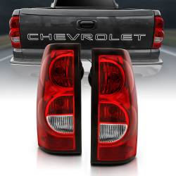 Tail Light Set Chrome Housing Red/Clear Lens Pair Chevrolet Silverado 1500/2500/2500 HD/3500 2003-2007, 1500 HD 2005-2007, 3500 HD 2007 ANZO USA