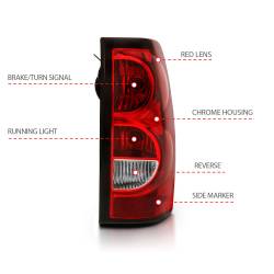 ANZO USA - Tail Light Set Chrome Housing Red/Clear Lens Pair Chevrolet Silverado 1500/2500/2500 HD/3500 2003-2007, 1500 HD 2005-2007, 3500 HD 2007 ANZO USA - Image 4