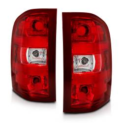 Tail Light Set Chrome Housing Red/Clear Lens Pair Chevrolet Silverado 1500/3500 2007-2013, 1500 HD 2007, 2500/2500 HD/3500 HD 2007-2014 ANZO USA