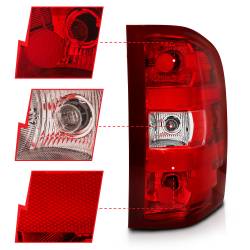 ANZO USA - Tail Light Set Chrome Housing Red/Clear Lens Pair Chevrolet Silverado 1500/3500 2007-2013, 1500 HD 2007, 2500/2500 HD/3500 HD 2007-2014 ANZO USA - Image 2
