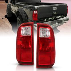 Tail Light Set Chrome Housing Red/Clear Lens Pair Ford F-250 Super Duty/F-350/F-450 Super Duty 2008-2016 ANZO USA