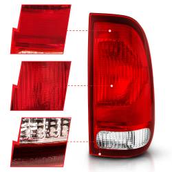 ANZO USA - Tail Light Set Chrome Housing Red/Clear Lens Pair Ford F-150 1997-2003, Ford F-250/F-350/F-450/F-550 Super Duty 1999-2007 ANZO USA - Image 3