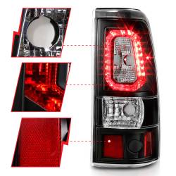 ANZO USA - Tail Light Set LED Black Housing Clear Lens Pair Chevrolet Silverado 1500/2500 1999-2002, 1500 HD/2500 HD 2001-2002, 3500 2001-2003, GMC Sierra 1500 1999-2007, 1500 HD/2500 HD/3500 2001-2007, 2500 1999-2004 ANZO USA - Image 3