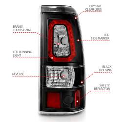 ANZO USA - Tail Light Set LED Black Housing Clear Lens Pair Chevrolet Silverado 1500/2500 1999-2002, 1500 HD/2500 HD 2001-2002, 3500 2001-2003, GMC Sierra 1500 1999-2007, 1500 HD/2500 HD/3500 2001-2007, 2500 1999-2004 ANZO USA - Image 4