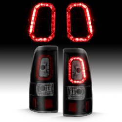 ANZO USA - Tail Light Set LED Black Housing Smoke Lens Pair Chevrolet Silverado 1500/2500 1999-2002, 1500 HD/2500 HD 2001-2002, 3500 2001-2003, GMC Sierra 1500 1999-2007, 1500 HD/2500 HD/3500 2001-2007, 2500 1999-2004 ANZO USA - Image 2