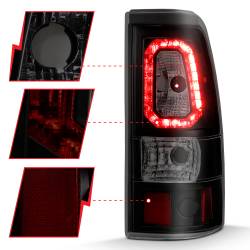 ANZO USA - Tail Light Set LED Black Housing Smoke Lens Pair Chevrolet Silverado 1500/2500 1999-2002, 1500 HD/2500 HD 2001-2002, 3500 2001-2003, GMC Sierra 1500 1999-2007, 1500 HD/2500 HD/3500 2001-2007, 2500 1999-2004 ANZO USA - Image 3
