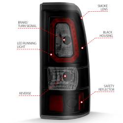 ANZO USA - Tail Light Set LED Black Housing Smoke Lens Pair Chevrolet Silverado 1500/2500 1999-2002, 1500 HD/2500 HD 2001-2002, 3500 2001-2003, GMC Sierra 1500 1999-2007, 1500 HD/2500 HD/3500 2001-2007, 2500 1999-2004 ANZO USA - Image 4