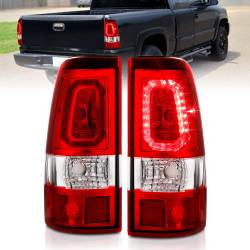 Tail Light Set LED Chrome Housing Red Lens Pair Chevrolet Silverado 1500/2500 1999-2002, 1500 HD/2500 HD 2001-2002, 3500 2001-2003, GMC Sierra 1500 1999-2007, 1500 HD/2500 HD/3500 2001-2007, 2500 1999-2004 ANZO USA