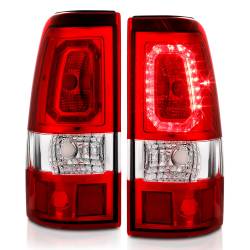 ANZO USA - Tail Light Set LED Chrome Housing Red Lens Pair Chevrolet Silverado 1500/2500 1999-2002, 1500 HD/2500 HD 2001-2002, 3500 2001-2003, GMC Sierra 1500 1999-2007, 1500 HD/2500 HD/3500 2001-2007, 2500 1999-2004 ANZO USA - Image 2