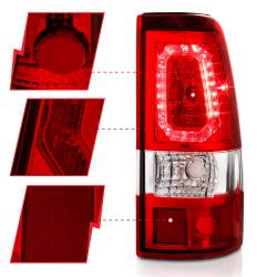 ANZO USA - Tail Light Set LED Chrome Housing Red Lens Pair Chevrolet Silverado 1500/1500 HD/2500 HD/3500 2003-2007, 2500 2003-2006 ANZO USA - Image 3