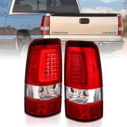 Tail Light Set LED Chrome Housing Red/Clear Lens Pair Chevrolet Silverado 1500/2500 1999-2002, 1500 HD/2500 HD 2001-2002, 3500 2001-2003, GMC Sierra 1500 1999-2007, 1500 HD/2500 HD/3500 2001-2006, 2500 1999-2004 ANZO USA