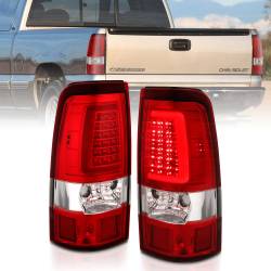 Tail Light Set LED Chrome Housing Red/Clear Lens Pair Chevrolet Silverado 1500/1500 HD/2500 HD/3500 2003-2007, 2500 2003-2006 ANZO USA