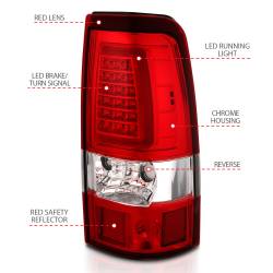 ANZO USA - Tail Light Set LED Chrome Housing Red/Clear Lens Pair Chevrolet Silverado 1500/1500 HD/2500 HD/3500 2003-2007, 2500 2003-2006 ANZO USA - Image 4