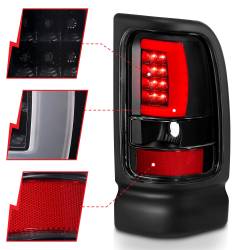 ANZO USA - Tail Light Set LED Black Housing Clear Lens Pair Dodge Ram 1500 1994-2001, 2500/3500 1994-2002 ANZO USA - Image 3