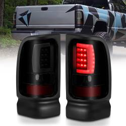 Tail Light Set LED Black Housing Smoke Lens Pair Dodge Ram 1500 1994-2001, 2500/3500 1994-2002 ANZO USA