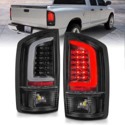 Tail Light Set LED Black Housing Clear Lens Pair Dodge Ram 1500 2002-2006, 2500/3500 2003-2006 ANZO USA