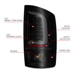 ANZO USA - Tail Light Set LED Black Housing Smoke Lens Pair Dodge Ram 1500 2002-2006, 2500/3500 2003-2006 ANZO USA - Image 4
