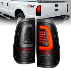 Tail Light Set LED W/ Light Bar Style Black Housing Smoke Lens Pair Ford F-250 Super Duty/F-350/F-450/F-550 Super Duty 2008-2016 ANZO USA