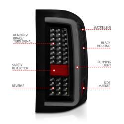 ANZO USA - Tail Light Set LED W/ Light Bar Style Black Housing Smoke Lens Pair Chevrolet Silverado 1500/3500 2007-2013, 2500/2500 HD/3500 HD 2007-2014 ANZO USA - Image 4