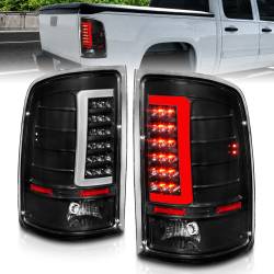Tail Light Set Black Housing Clear Lens Pair LED W/ Light Bar Style GMC Sierra 1500/2500 HD/3500 HD 2007-2014, 1500 HD/3500 2007 ANZO USA